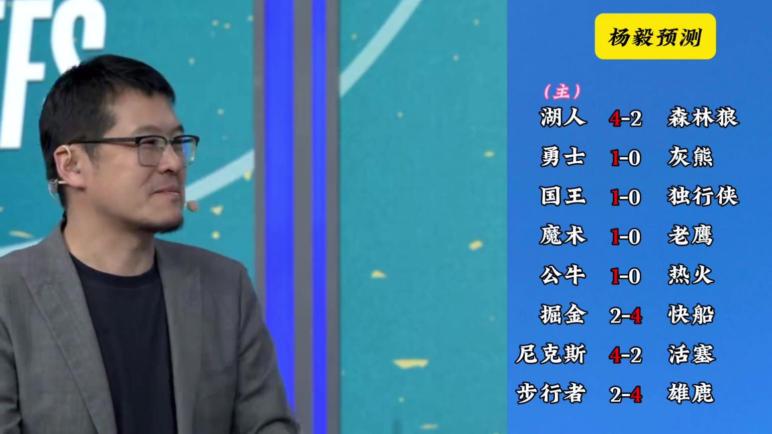 明燈來(lái)了！看看楊毅的季后賽預(yù)測(cè)：湖人4-2狼 快船4-2掘金